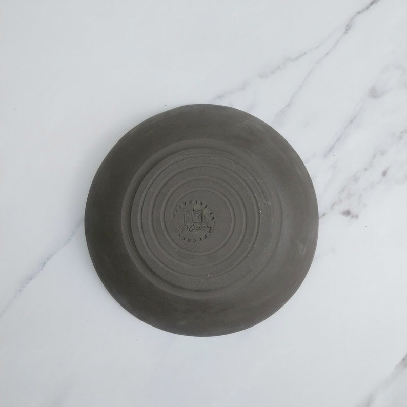 20cm Pasta Bowl, Black Clay, Light Blue Glossy bowl image 9