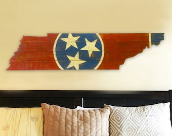 Tennessee State Flag Wooden Cut Out