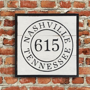 Nashville Tennessee 615 Area Code Wood Sign