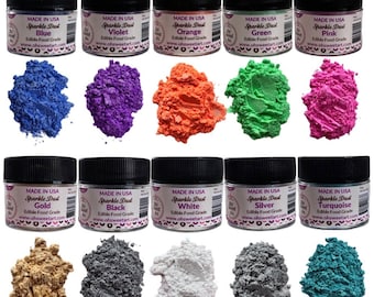 Essbares Sparkle Luster Dust Set (10 Farben) für Kuchen, Fondant, Gummipaste Von Oh! Sweet Art Corp