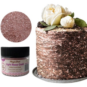Edible Glitter dust Light Rose Gold ( 6 grams container)  Magic dust  , Kosher, Gluten Free, Vegan free, Nut Free, FDA , edible.