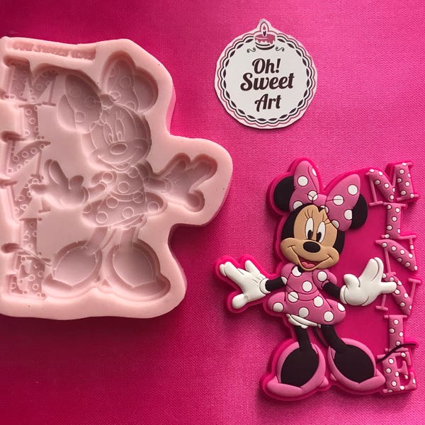 MINNIE MOUSE  Pink Dress  Silicone Mold Cake Decorating Sugar Flower soap wax toppers