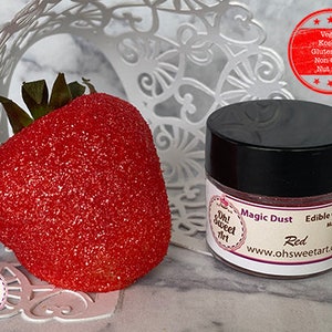 Edible Glitter dust RED ( 6 grams container)  Magic dust  , Kosher, Gluten Free, Vegan free, Nut Free, FDA , edible.