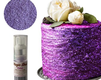 Polvo de brillo comestible VIOLET PUMP (contenedor de 25 gramos) Polvo mágico, Kosher, Sin gluten, Vegano libre, Sin tuercas, FDA, comestible.