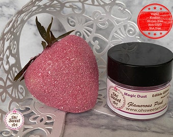 Edible Glitter dust GLAMOROUS PINK ( 6 grams container)  Magic dust  , Kosher, Gluten Free, Vegan free, Nut Free, FDA , edible.