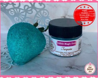 Edible Glitter dust TURQUOISE ( 6 grams container)  Magic Dust  , Kosher, Gluten Free, Vegan free, Nut Free, FDA , edible.