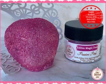 Edible Glitter dust PASSION PINK ( 6 grams container)  Magic Dust  , Kosher, Gluten Free, Vegan free, Nut Free, FDA , edible.