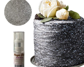Edible Glitter dust Soft Silver  PUMP ( 25 grams container)  Magic dust  , Kosher, Gluten Free, Vegan free, Nut Free, FDA , edible.