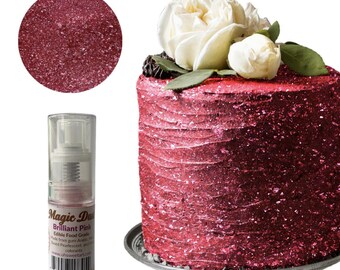 Edible Glitter dust Brilliant Pink PUMP ( 25 grams container)  Magic dust  , Kosher, Gluten Free, Vegan free, Nut Free, FDA , edible.