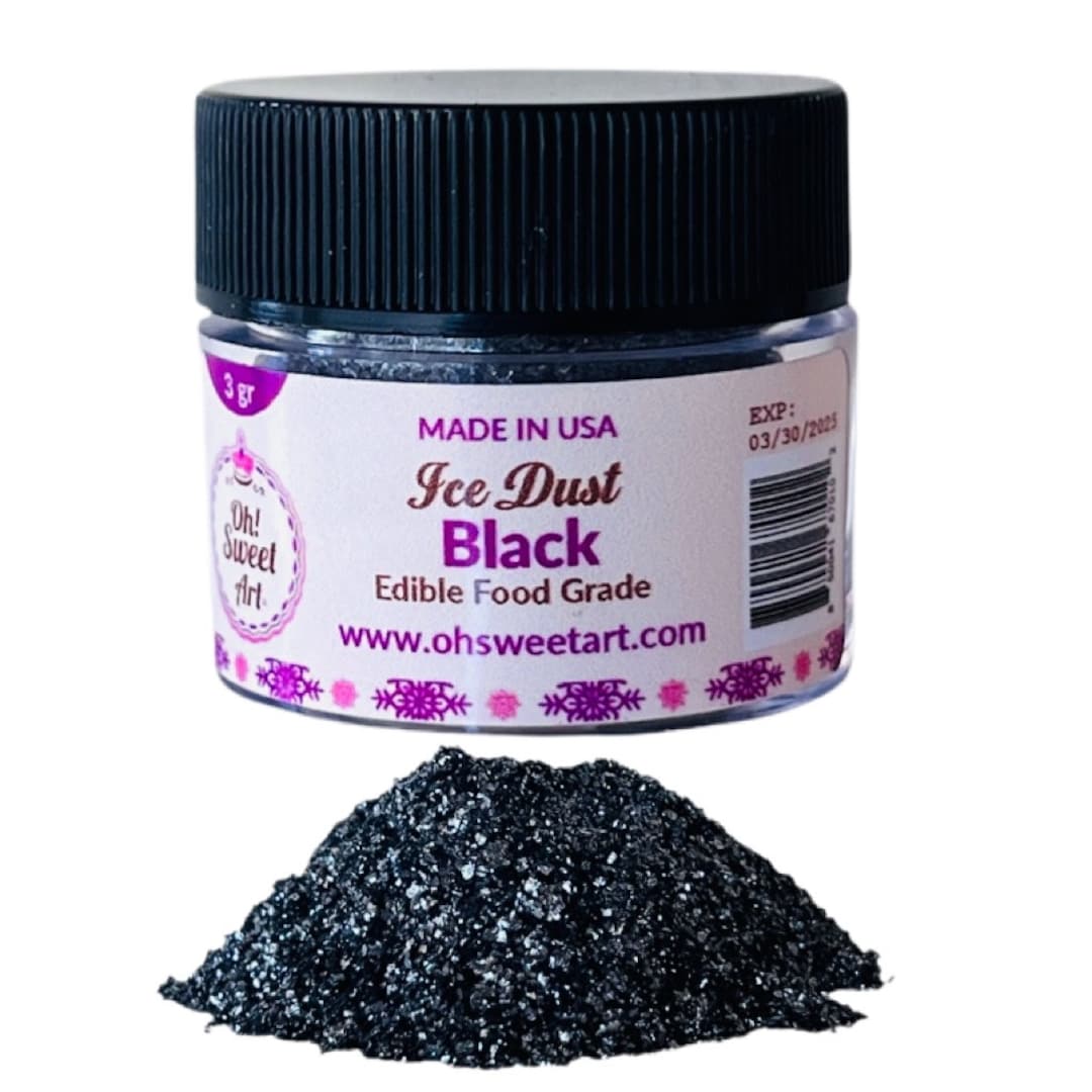 Edible Glitter dust SHINE BLACK ( 6 grams ) Magic dust , Kosher, Gluten  free