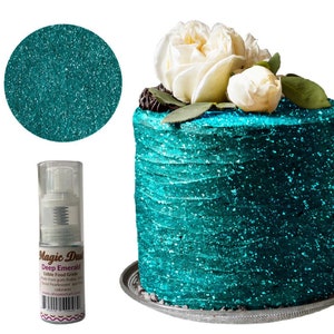 Edible Glitter dust Deep Emerald PUMP ( 25 grams container)  Magic dust  , Kosher, Gluten Free, Vegan free, Nut Free, FDA , edible.