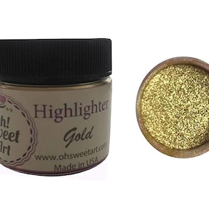 GOLD HIGHLIGHTER DUST (1 Ounce Container, 1 oz) Oh! Sweet Art Products Fondant Gum Paste Cake Decorating