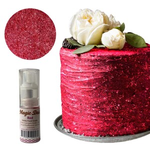 Edible Glitter dust RED PUMP ( 25 grams container)  Magic dust  , Kosher, Gluten Free, Vegan free, Nut Free, FDA , edible.