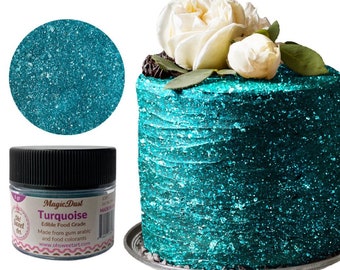 Edible Glitter dust TURQUOISE ( 6 grams container)  Magic dust  , Kosher, Gluten Free, Vegan free, Nut Free, FDA , edible.