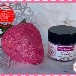 Edible Glitter dust CRANBERRY ( 6 grams container)  Magic Dust  , Kosher, Gluten Free, Vegan free, Nut Free, FDA , edible.