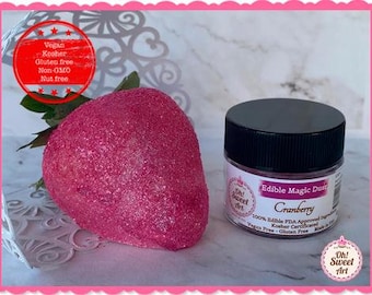 Edible Glitter dust CRANBERRY ( 6 grams container)  Magic Dust  , Kosher, Gluten Free, Vegan free, Nut Free, FDA , edible.