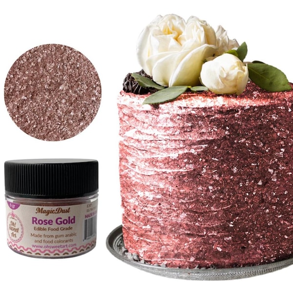 Edible Glitter dust ROSE GOLD ( 6 grams container)  Magic dust  , Kosher, Gluten Free, Vegan free, Nut Free, FDA , edible.