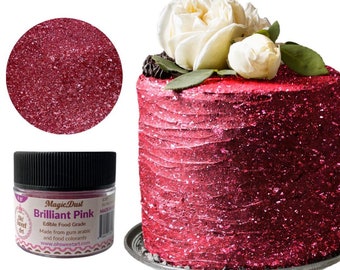 Edible Glitter dust BRILLIANT PINK ( 6 grams container)  Magic dust  , Kosher, Gluten Free, Vegan free, Nut Free, FDA , edible.