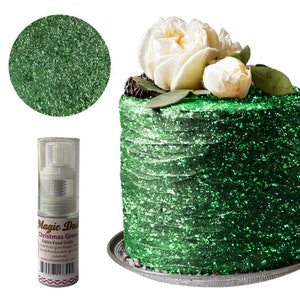 Edible Glitter dust Christmas Green PUMP ( 25 grams container)  Magic dust  , Kosher, Gluten Free, Vegan free, Nut Free, FDA , edible.