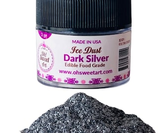Dark Silver Ice Dust Edible Glitter | Oh! Sweet Art® Food Grade | Pearlized Shimmer Sparkle