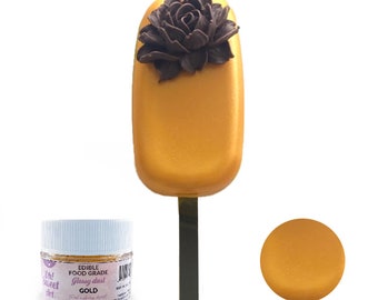 GOLD Glossy Dust | Essbarer Glitzerstaub, 4 Gramm Glas | Lebensmittelqualität | Pearlized funkeln | Fondant, Kaugummi-Paste, Kuchendekorationen | Oh Sweet Art