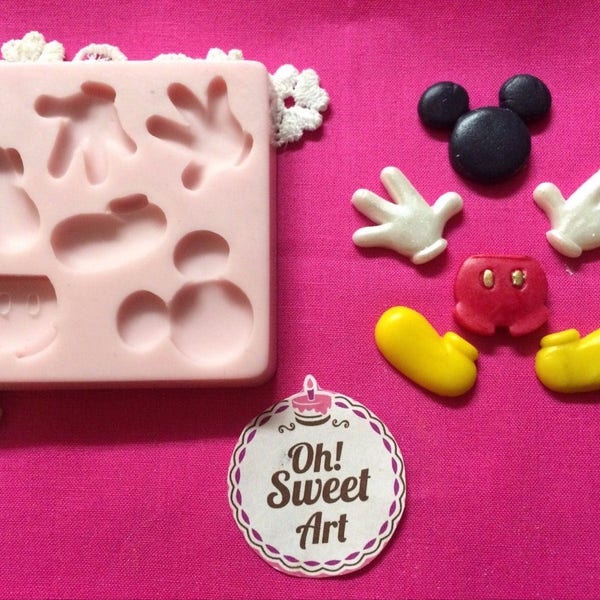 COMPLETE MICKEY MOUSE Silicone Mold Cake Decorating Sugar Flower soap wax toppers