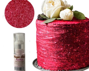 Edible Glitter dust Hot Pink PUMP ( 25 grams container)  Magic dust  , Kosher, Gluten Free, Vegan free, Nut Free, FDA , edible.