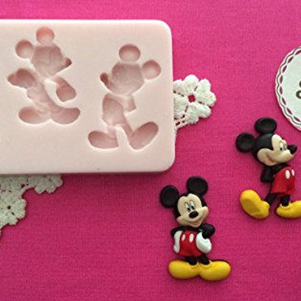 DREI MICKEY MOUSE Rosa Kleid Silikonform Kuchen Dekorieren Zucker Blume Seife Wachs Toppers