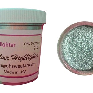 SILVER HIGHLIGHTER DUST (2 oz.) Oh! Sweet Art Products Fondant Gum Paste Cake Decorating