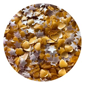 Edible glitter HEARTS AND STARS mixed 0.04 Ounce edible stars, edible hearts, for cupcakes, sprinkles, cakes