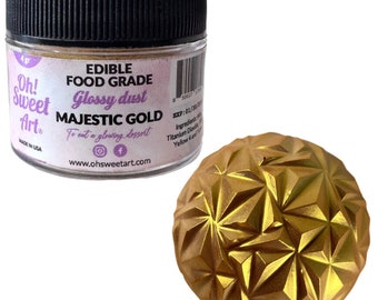 MAJESTIC GOLD, poussière brillante | pot de 4 grammes | Qualité alimentaire | Éclat nacré | Fondant, gumpaste, décoration de gâteau Oh Sweet Art