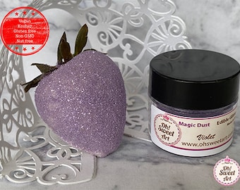 Polvo de brillo comestible VIOLET (contenedor de 6 gramos) Polvo mágico, Kosher, Sin gluten, Vegano libre, Sin tuercas, FDA, comestible.