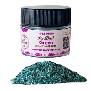 Green Ice Dust Edible Glitter | Oh! Sweet Art® Food Grade | Pearlized Shimmer Sparkle