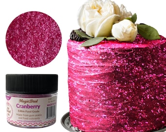 Edible Glitter dust CRANBERRY ( 6 grams container)  Magic dust  , Kosher, Gluten Free, Vegan free, Nut Free, FDA , edible.