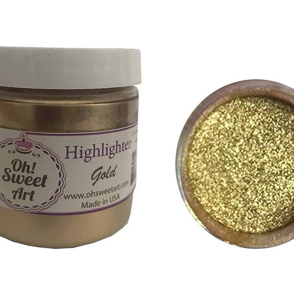 GOLD HIGHLIGHTER DUST (4 oz.) Oh! Sweet Art Products Fondant Gum Paste Cake Decorating