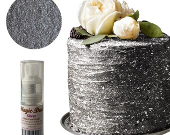 Edible Glitter dust SILVER  PUMP ( 25 grams container)  Magic dust  , Kosher, Gluten Free, Vegan free, Nut Free, FDA , edible.