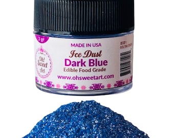 Dark Blue Ice Dust Edible Glitter | Oh! Sweet Art® Food Grade | Pearlized Shimmer Sparkle