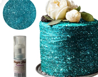 Edible Glitter dust TURQUOISE PUMP ( 25 grams container)  Magic dust  , Kosher, Gluten Free, Vegan free, Nut Free, FDA , edible.