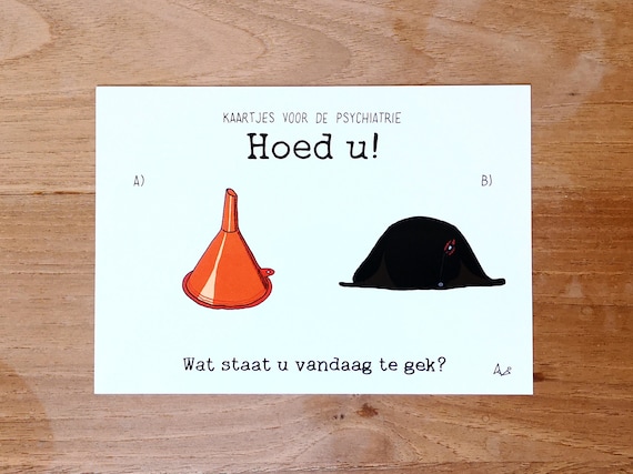 Greeting card: Beware! ('Hoed u' in Dutch)