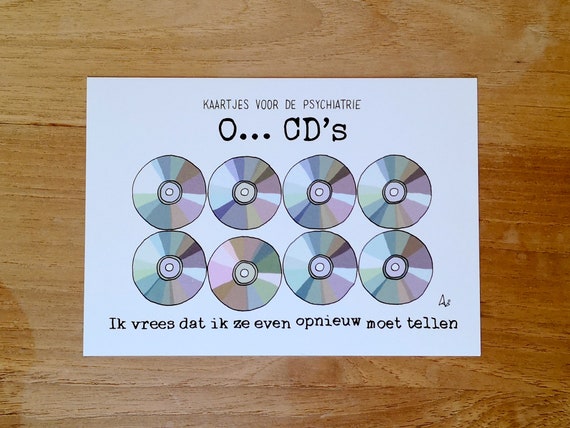 Greeting card: Oh... CD's ('O... CD's' in Dutch)