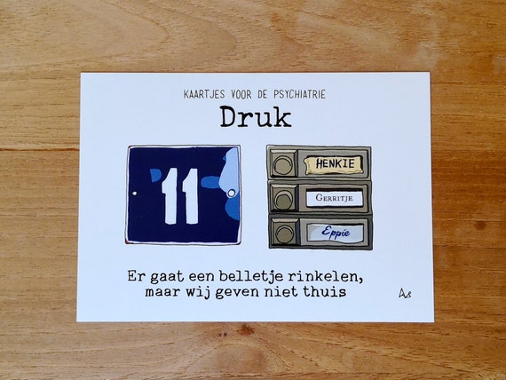 Greeting card: Busy ('Druk' in Dutch)