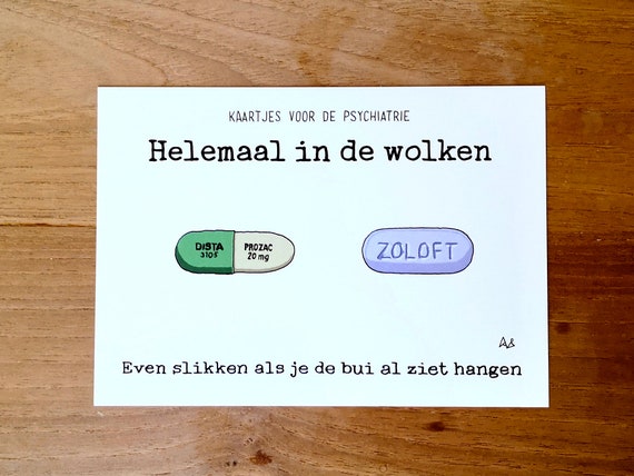 Greeting card: Completely in the clouds ('Helemaal in de wolken'...