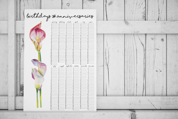 Calendrier Perpetuel Anniversaire A Imprimer Calendrier Etsy Calendrier Perpetuel Anniversaire A Imprimer Calendrier Etsy