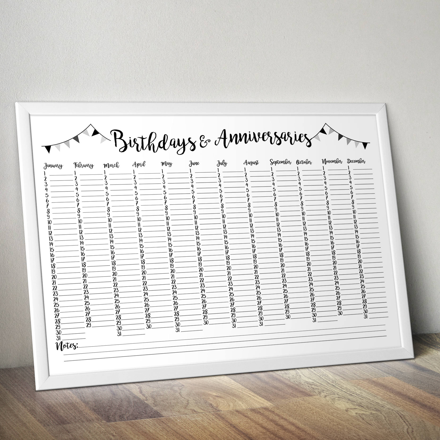 Birthday and Anniversary Calendar – Printable Perpetual Calendar – Date ...