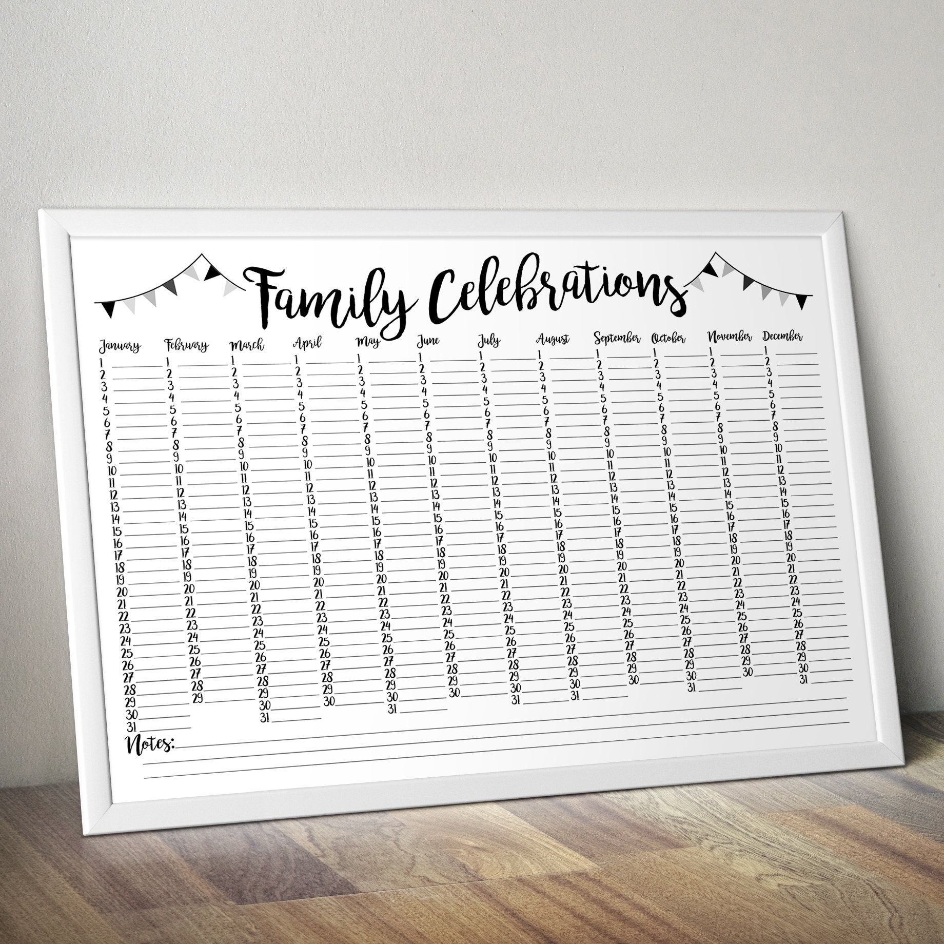 Printable Family Planner Birthday Calendar Perpetual Etsy