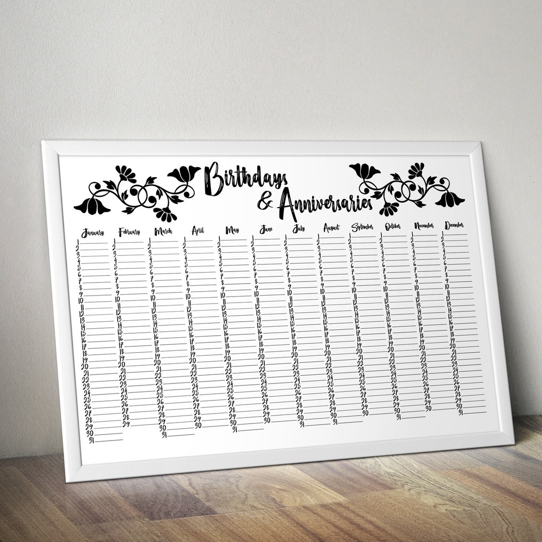 Printable Perpetual Calendar Date Keeper Printable Wall Planner Family