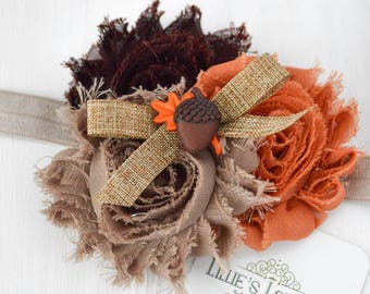 Fall Headband or Clip Baby, Toddler Thanksgiving Fall Outfits for Baby Girl, Fall Baby Dress, Fall Baby Bow, Handmade Dress, Fall Acorn Bow