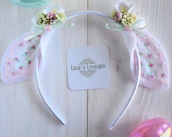 Spring Lamb Ears Headband, Easter Basket Gift Stuffer, Easter Bunny Ears, Rabbit Ears for Girls, Girls Easter Outfit, Spring Baby Photoshoot