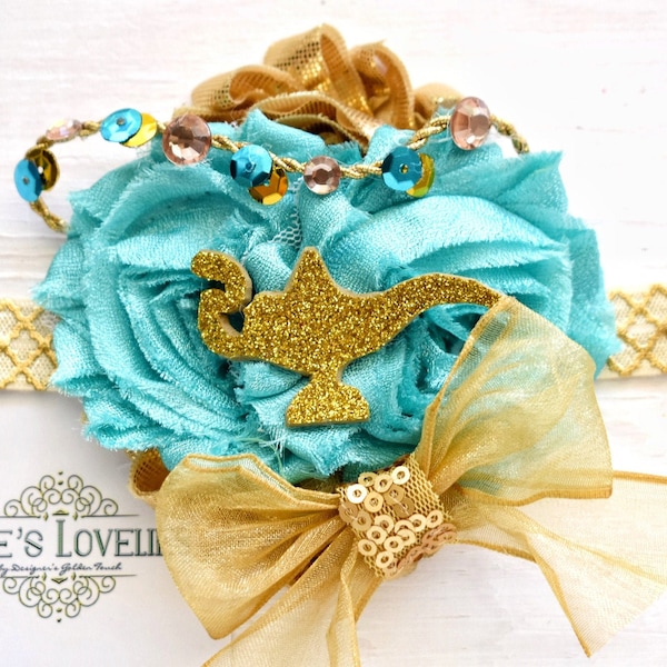 Jasmine Headband or Clip, Disney Inspired Hair Bow Costume, Jasmine Outfit, Jasmine Birthday Party Headband, Aladdin Disney Vacation Hairbow