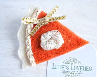 Fall Pumpkin Pie Clip or Headband, Baby Girl Thanksgiving Hair Bow, Thanksgiving Outfit Girl, Autumn Fall Felt Headband, Fall Photoshoot